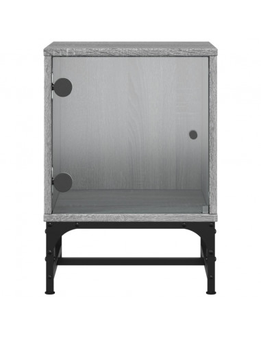 Comodini con Ante in Vetro 2pz Grigio Sonoma 35x37x50 cm
