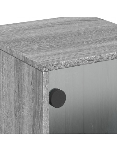 Comodini con Ante in Vetro 2pz Grigio Sonoma 35x37x50 cm