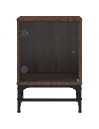 Comodini con Ante in Vetro 2pz Rovere Marrone 35x37x50 cm