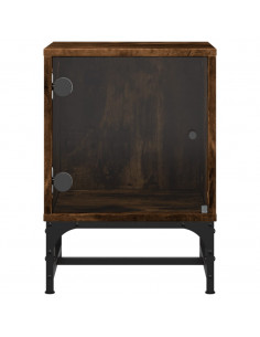 Comodini con Ante in Vetro 2pz Rovere Fumo 35x37x50 cm 2