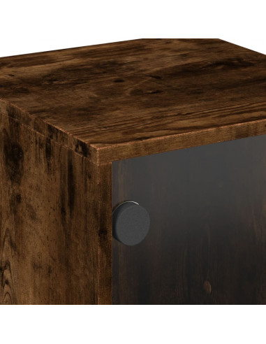 Comodini con Ante in Vetro 2pz Rovere Fumo 35x37x50 cm