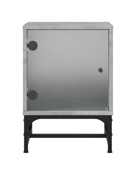 Comodini con Ante in Vetro 2pz Grigio Cemento 35x37x50 cm