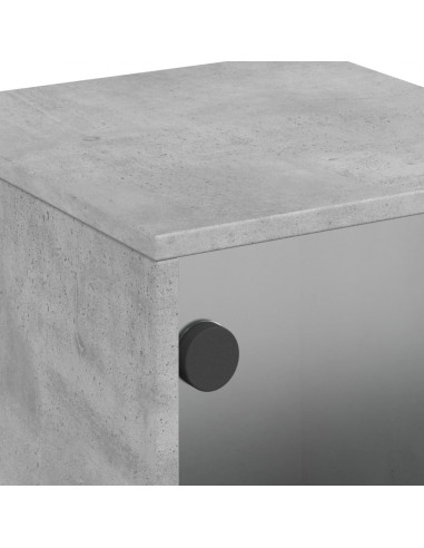 Comodini con Ante in Vetro 2pz Grigio Cemento 35x37x50 cm