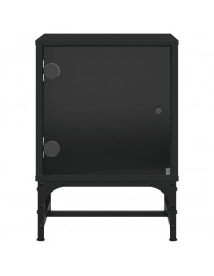 Comodini con Ante in Vetro 2pz Nero 35x37x50 cm 2