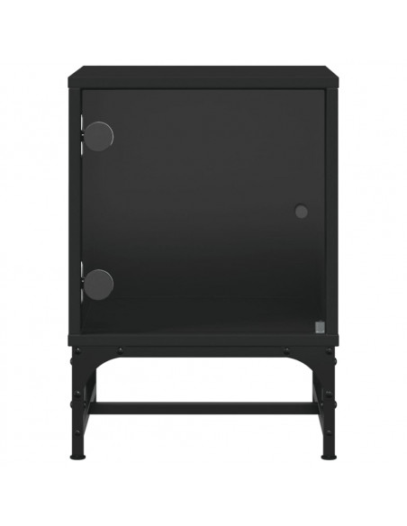 Comodini con Ante in Vetro 2pz Nero 35x37x50 cm