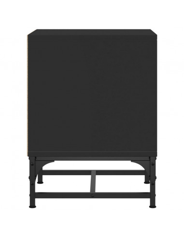 Comodini con Ante in Vetro 2pz Nero 35x37x50 cm