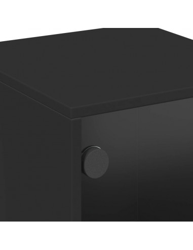 Comodini con Ante in Vetro 2pz Nero 35x37x50 cm