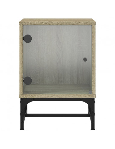 Comodini con Ante in Vetro 2pz Rovere Sonoma 35x37x50 cm