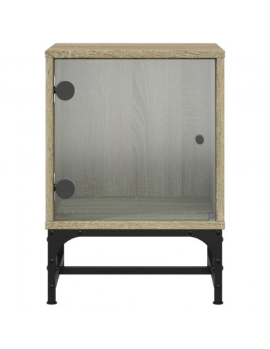 Comodini con Ante in Vetro 2pz Rovere Sonoma 35x37x50 cm