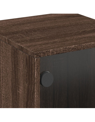 Comodino con Anta in Vetro Rovere Marrone 35x37x50 cm