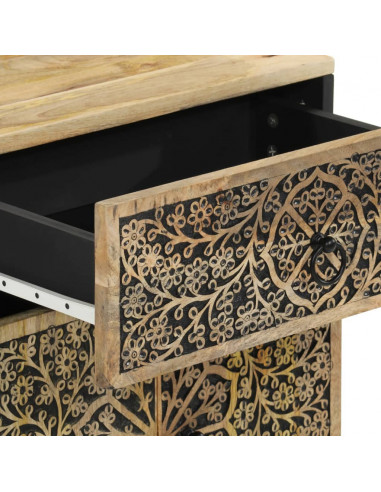 Comodino 50x33x60 cm in Legno Massello di Mango