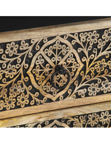 Comodino 50x33x60 cm in Legno Massello di Mango