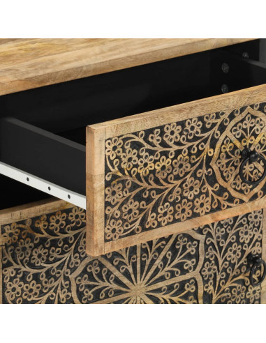 Comodino 50x33x60 cm in Legno Massello di Mango