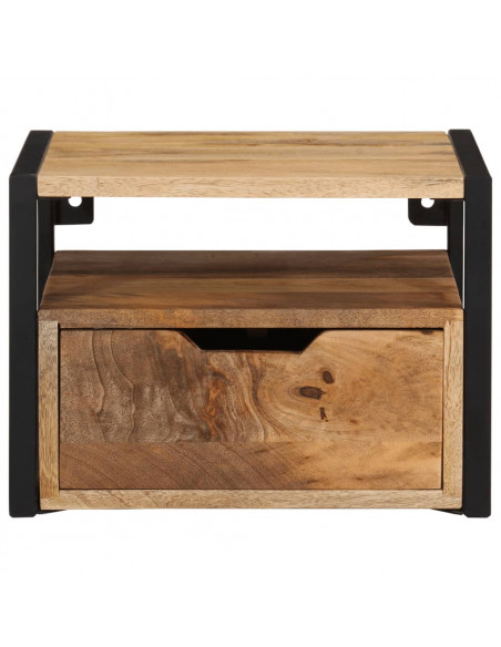 Comodino a Parete 35x35x25 cm in Legno Massello di Acacia