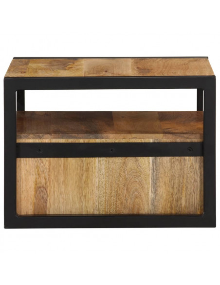 Comodino a Parete 35x35x25 cm in Legno Massello di Acacia