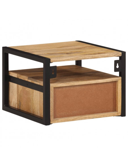 Comodino a Parete 35x35x25 cm in Legno Massello di Acacia