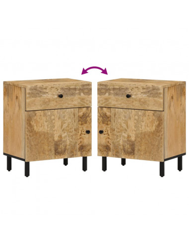 Comodino 50x33x60 cm in Legno Massello di Mango