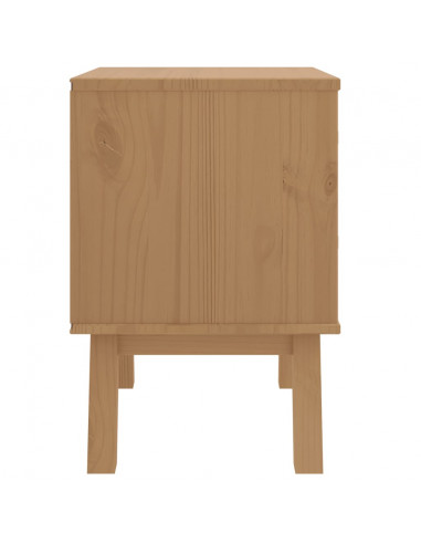 Comodino OLDEN Bianco e Marrone in Legno Massello di Pino