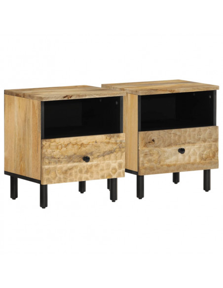 Comodini 2pz 40x33x46 cm in Legno Massello di Mango