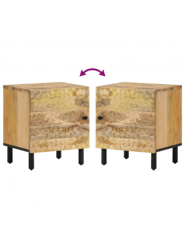 Comodini 2pz 40x33x46 cm in Legno Massello di Mango