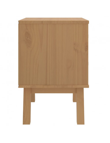 Comodino OLDEN Grigio e Marrone in Legno Massello di Pino