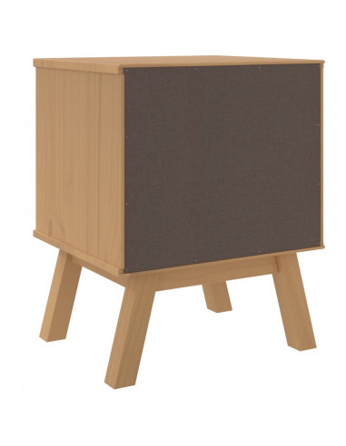 Comodino OLDEN Grigio e Marrone in Legno Massello di Pino