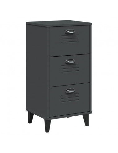 Comodino VIKEN Antracite in Legno Massello di Pino