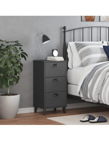 Comodino VIKEN Antracite in Legno Massello di Pino