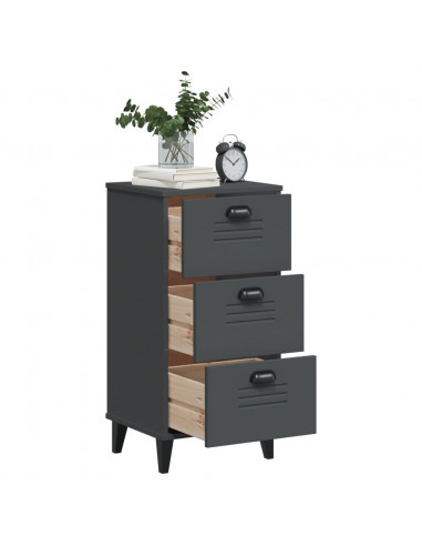 Comodino VIKEN Antracite in Legno Massello di Pino