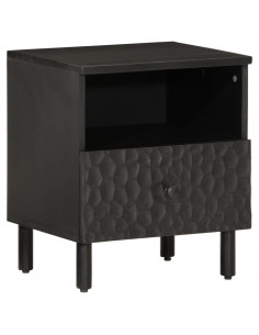 Comodino Nero 40x33x46 cm in Legno Massello di Mango 2