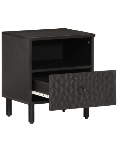 Comodino Nero 40x33x46 cm in Legno Massello di Mango