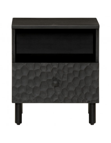 Comodino Nero 40x33x46 cm in Legno Massello di Mango