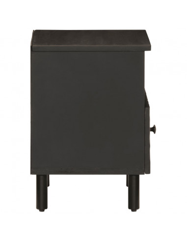 Comodino Nero 40x33x46 cm in Legno Massello di Mango