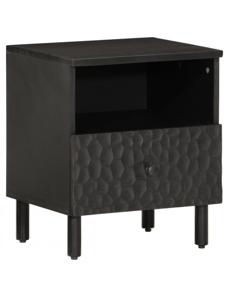Comodini 2pz Neri 40x33x46 cm in Legno Massello di Mango