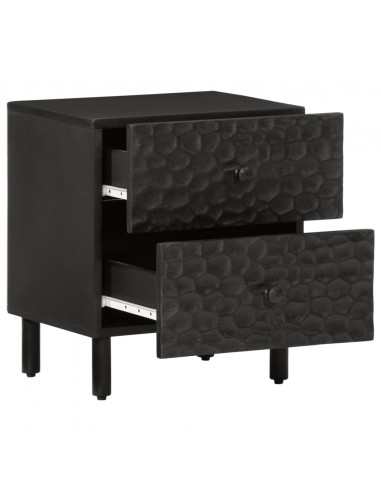 Comodini 2pz Neri 40x33x46 cm in Legno Massello di Mango