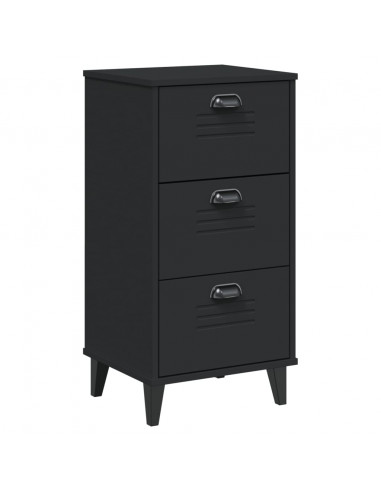 Comodino VIKEN Nero in Legno Massello di Pino