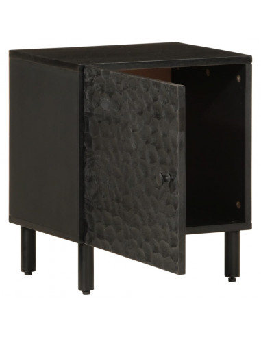 Comodino Nero 40x33x46 cm in Legno Massello di Mango