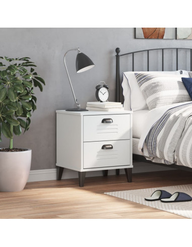 Comodino VIKEN Bianco in Legno Massello di Pino