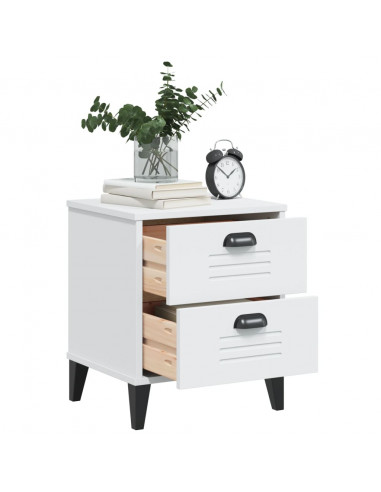 Comodino VIKEN Bianco in Legno Massello di Pino
