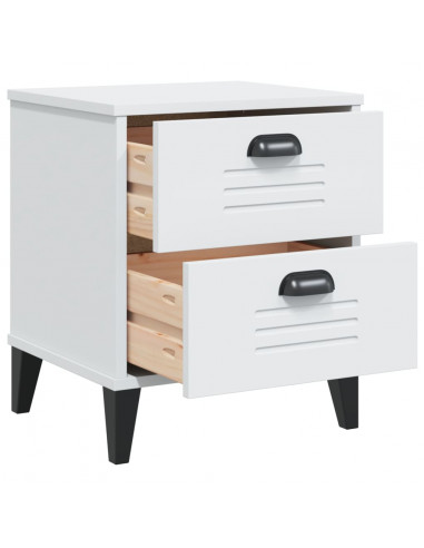 Comodino VIKEN Bianco in Legno Massello di Pino