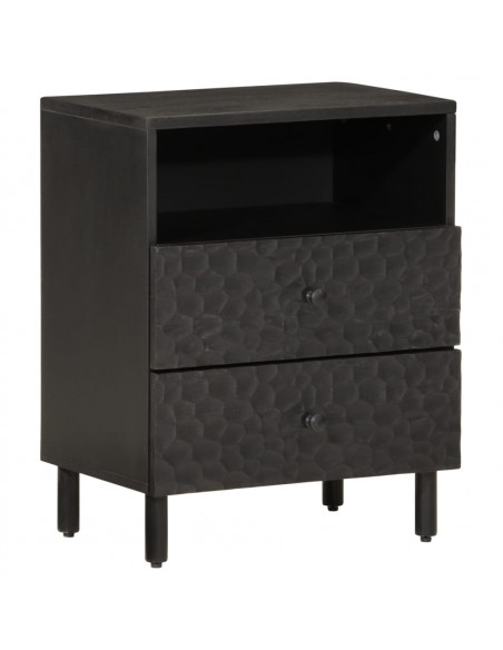 Comodino Nero 50x33x60 cm in Legno Massello di Mango