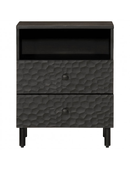 Comodino Nero 50x33x60 cm in Legno Massello di Mango