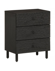 Comodino Nero 50x33x60 cm in Legno Massello di Mango 2