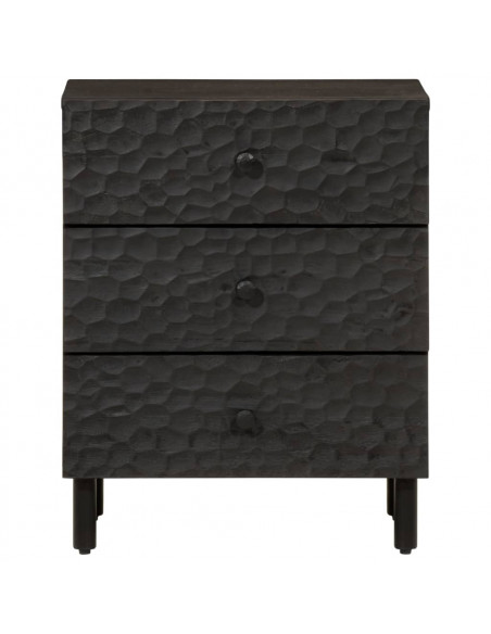 Comodino Nero 50x33x60 cm in Legno Massello di Mango