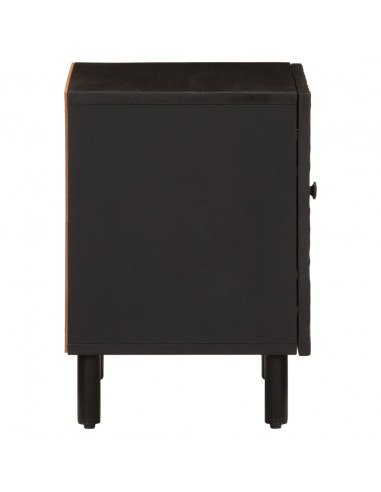 Comodini 2pz Neri 40x33x46 cm in Legno Massello di Mango