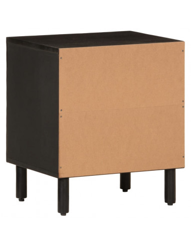 Comodini 2pz Neri 40x33x46 cm in Legno Massello di Mango