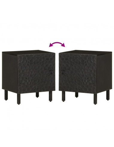 Comodini 2pz Neri 40x33x46 cm in Legno Massello di Mango