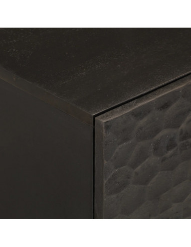 Comodini 2pz Neri 40x33x46 cm in Legno Massello di Mango