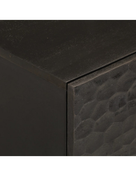 Comodini 2pz Neri 40x33x46 cm in Legno Massello di Mango