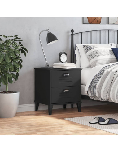 Comodino VIKEN Nero in Legno Massello di Pino